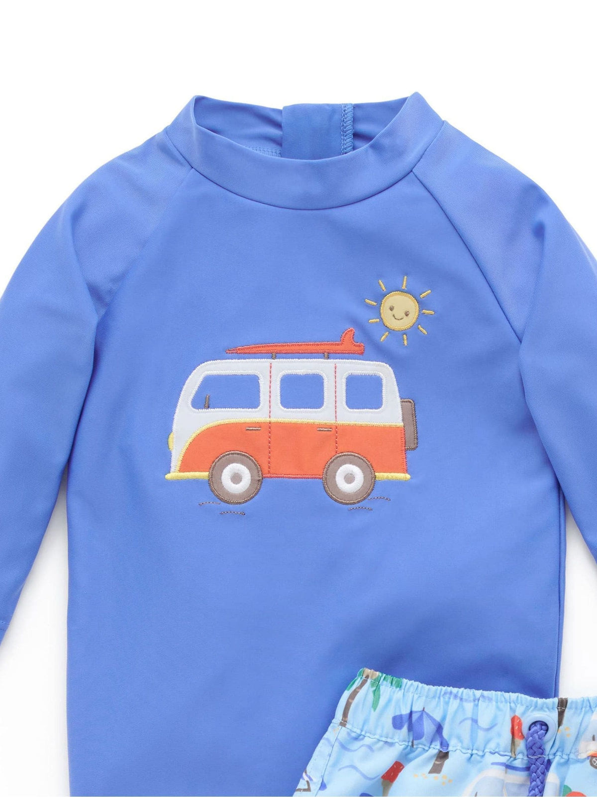 Purebaby Blue Long Sleeve Rash Vest & Board Shorts UPF50+ Swim Set - image 3