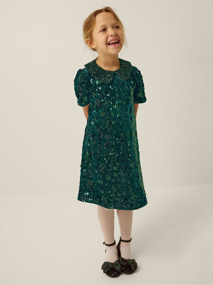 Dsiney Kidz - Monsoon Green Esmeralda Sequin Collar Party Dress image 1