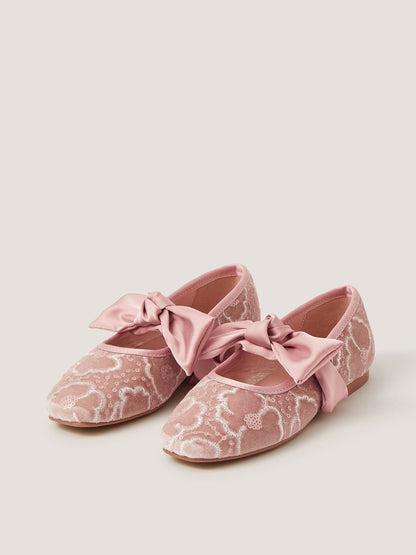 Dsiney Kidz - Monsoon Pink Floral Lace Mary Jane Ballet Flats image 1