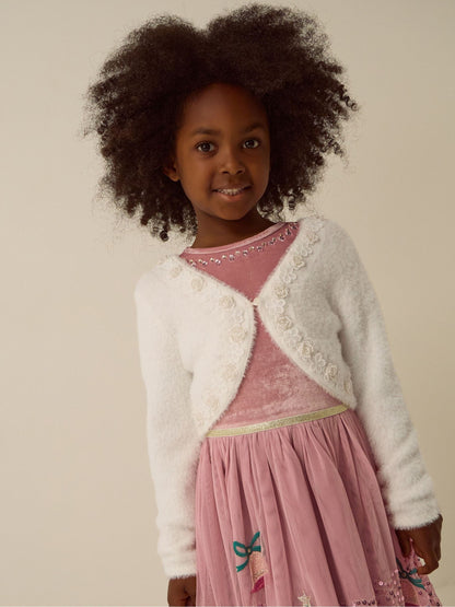 Dsiney Kidz - Monsoon Cream Phoebe Pearl Trim Cardigan image 1