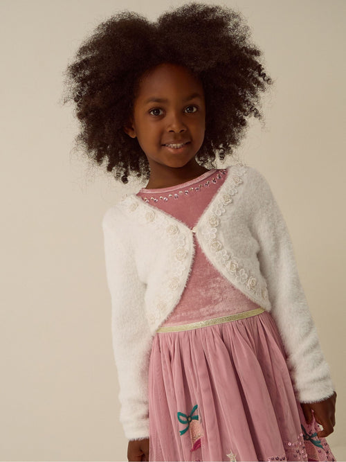 Dsiney Kidz - Monsoon Cream Phoebe Pearl Trim Cardigan image 1