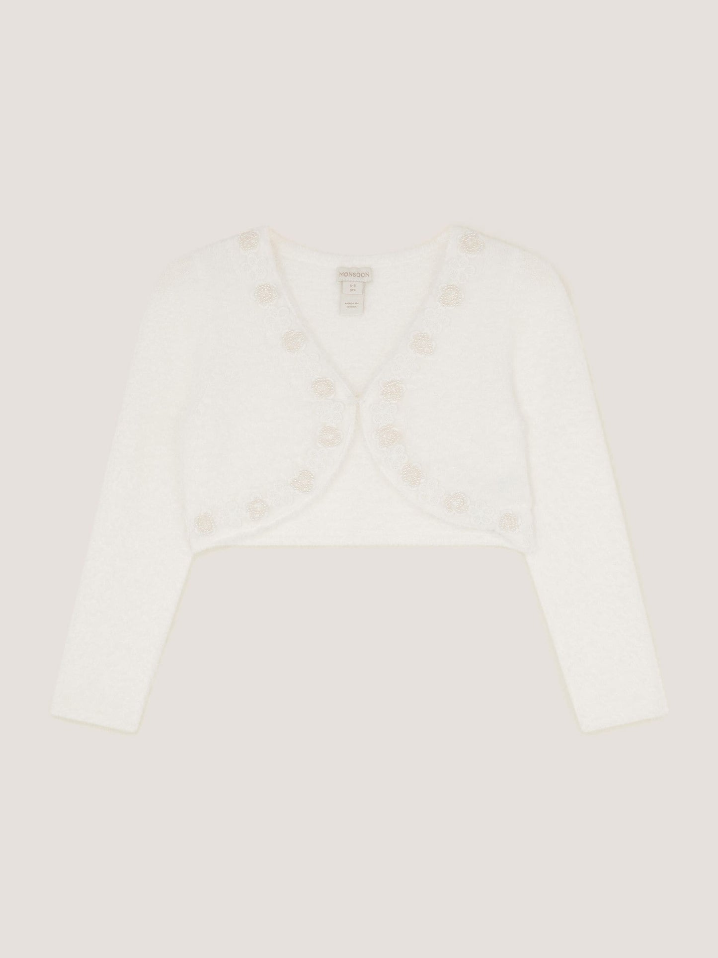 Dsiney Kidz - Monsoon Cream Phoebe Pearl Trim Cardigan image 2