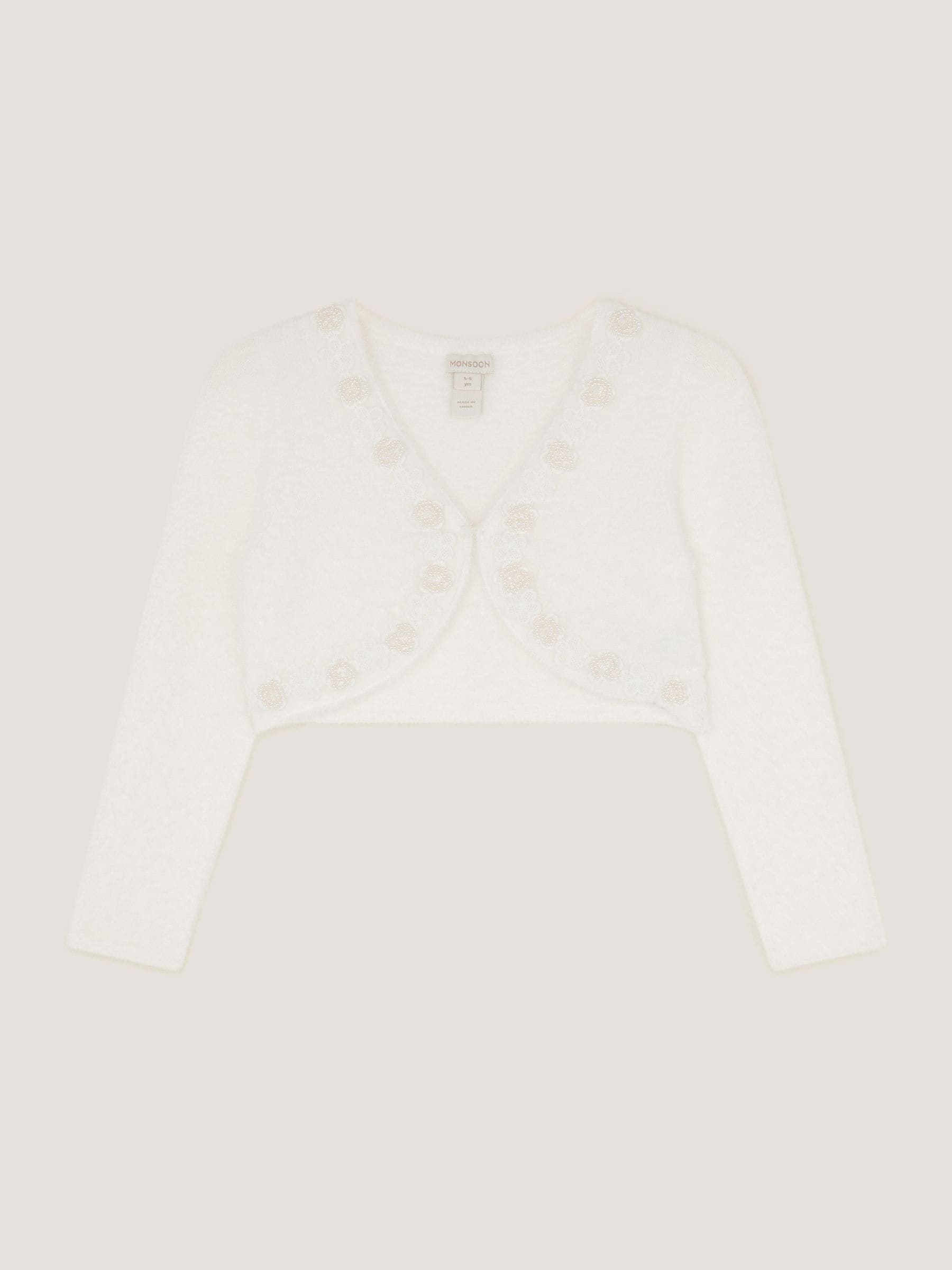 Dsiney Kidz - Monsoon Cream Phoebe Pearl Trim Cardigan image 2