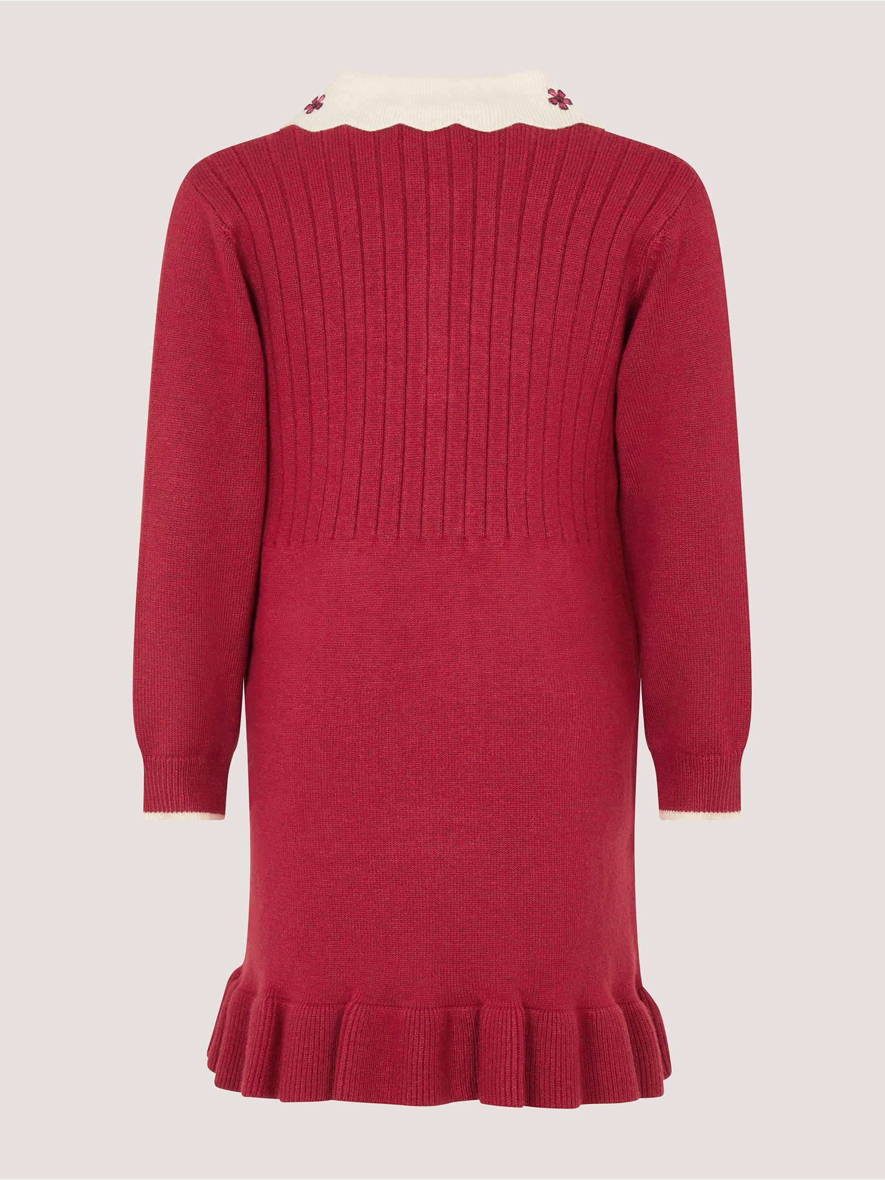 Dsiney Kidz - Monsoon Red Baby Embroidered Cable Knit Dress image 3