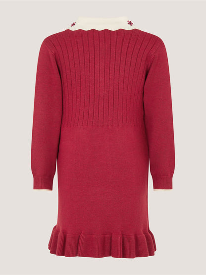 Dsiney Kidz - Monsoon Red Baby Embroidered Cable Knit Dress image 3