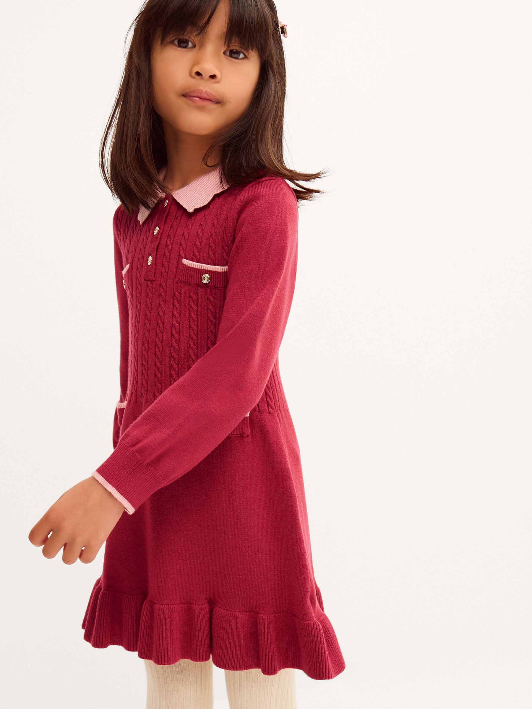 Dsiney Kidz - Monsoon Red Scallop Collar Cable Knit Dress image 1