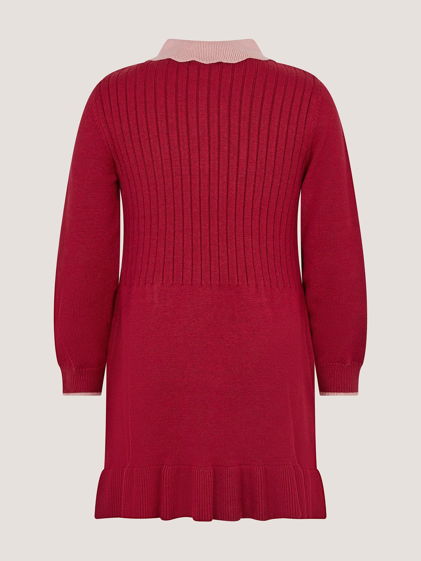 Dsiney Kidz - Monsoon Red Scallop Collar Cable Knit Dress image 3