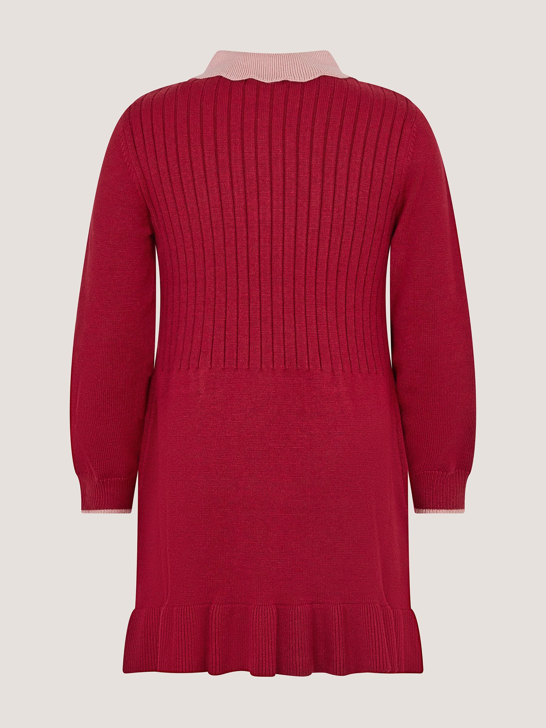 Dsiney Kidz - Monsoon Red Scallop Collar Cable Knit Dress image 3
