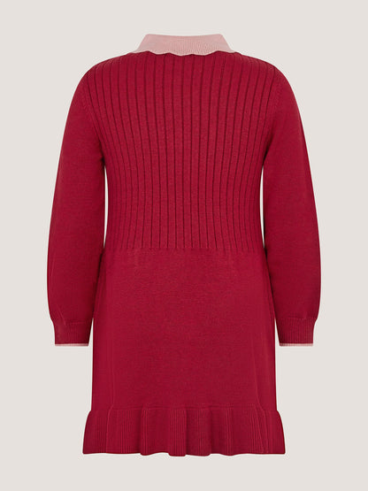 Dsiney Kidz - Monsoon Red Scallop Collar Cable Knit Dress image 3