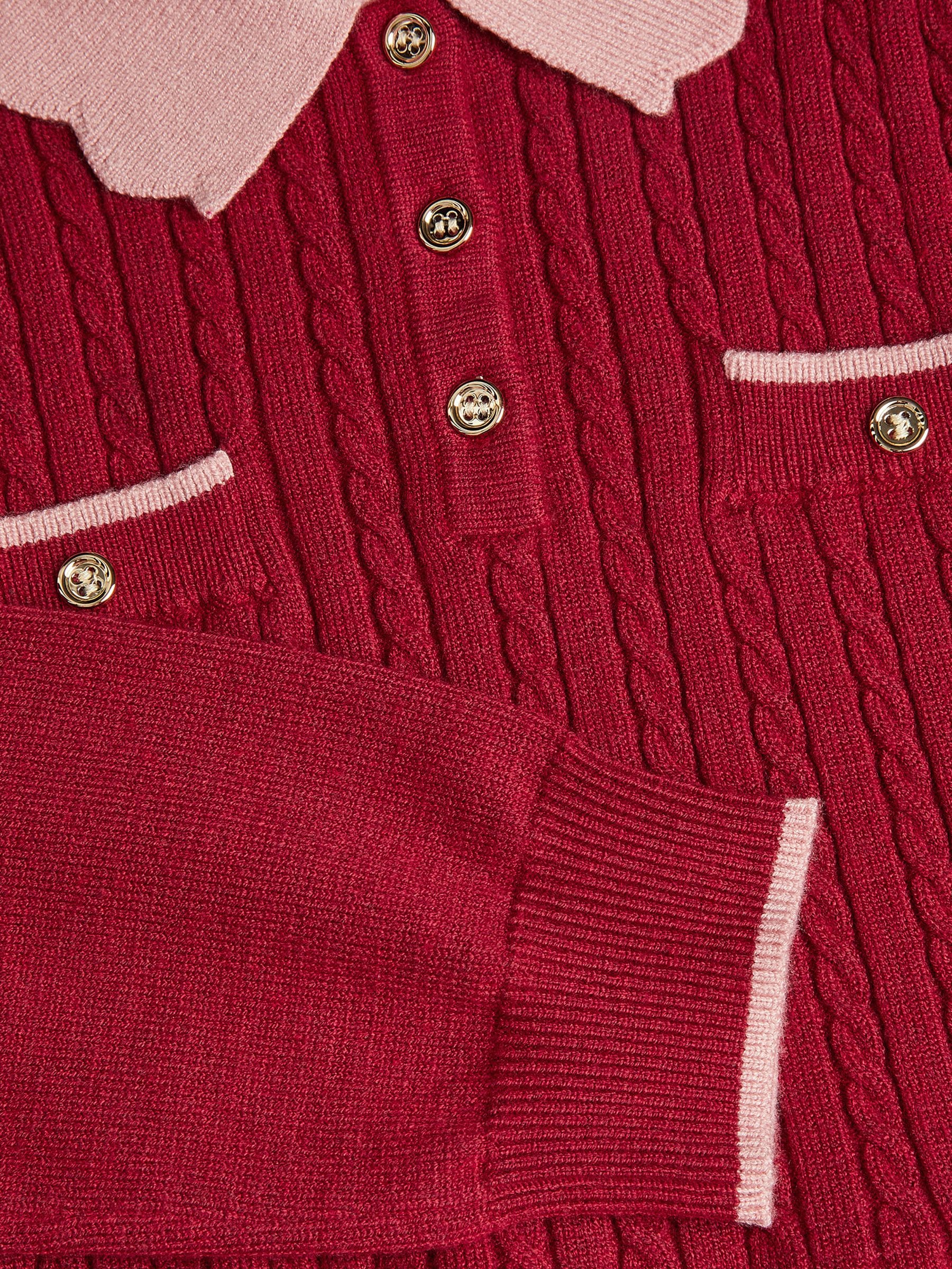 Dsiney Kidz - Monsoon Red Scallop Collar Cable Knit Dress image 4