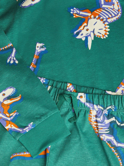 Monsoon Green Glow in the Dark Dinosaur Jersey Pyjamas Set - image 3