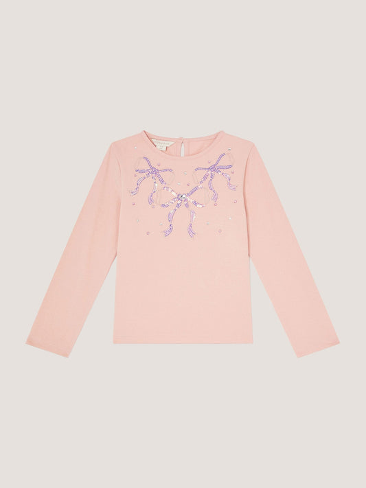 Dsiney Kidz - Monsoon Pink Sequin Bow Long Sleeve Top image 2
