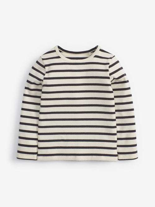 Dsiney Kidz - Black/White Stripe Cotton Rich Long Sleeve Rib T-Shirt (3mths-7yrs) image 1