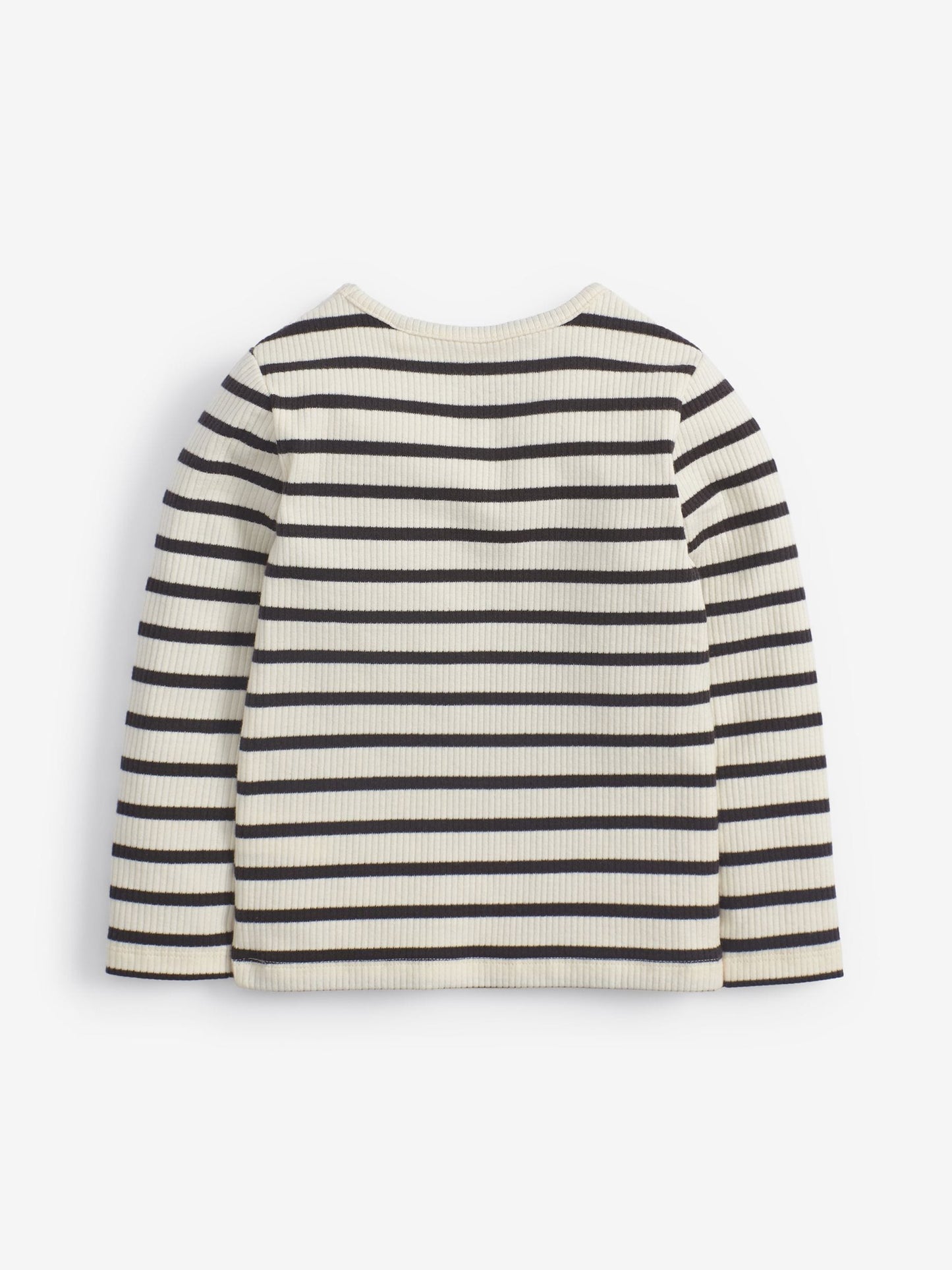 Black/White Stripe Cotton Rich Long Sleeve Rib T-Shirt (3mths-7yrs) image 2