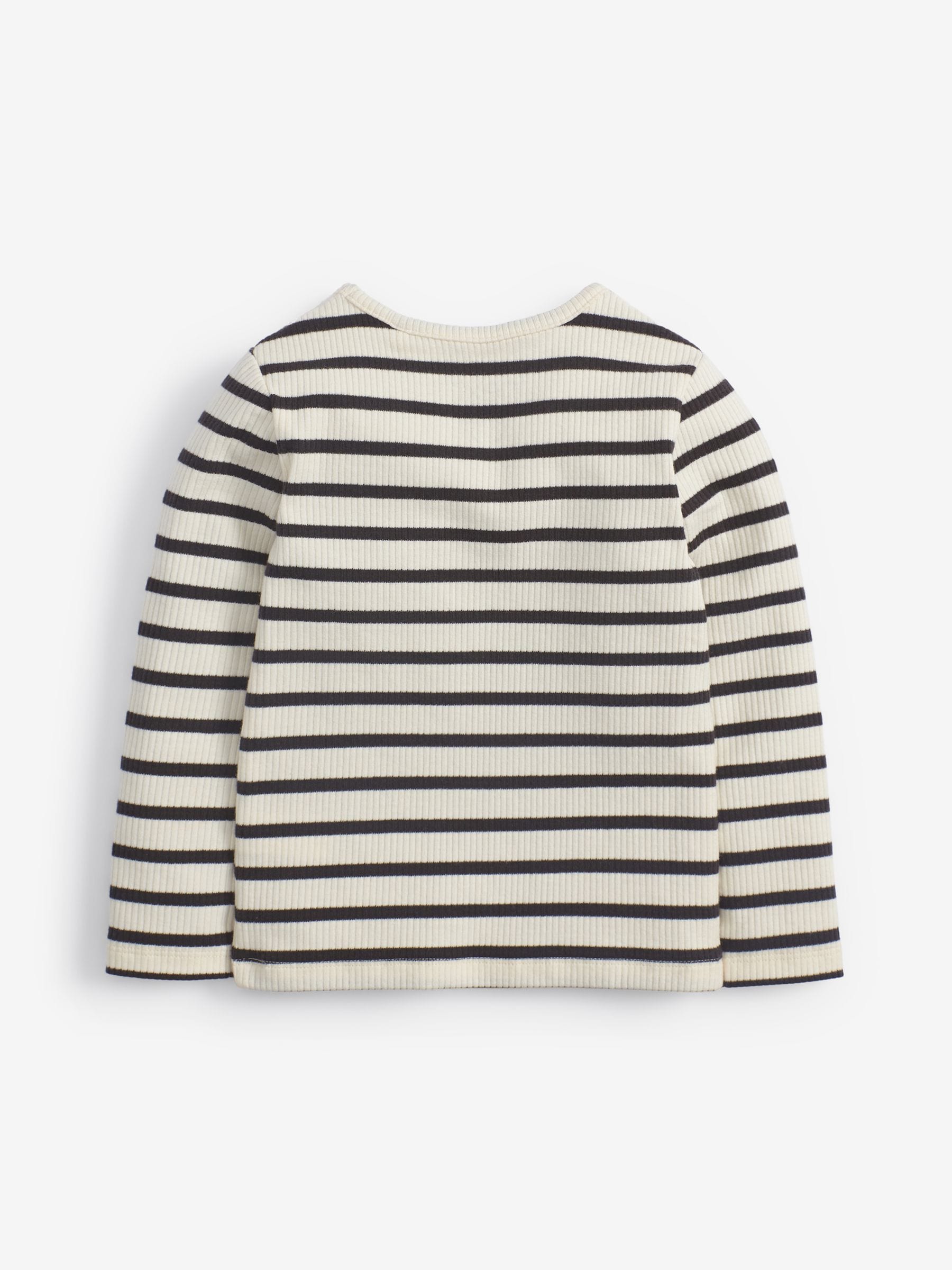 Black/White Stripe Cotton Rich Long Sleeve Rib T-Shirt (3mths-7yrs) image 2