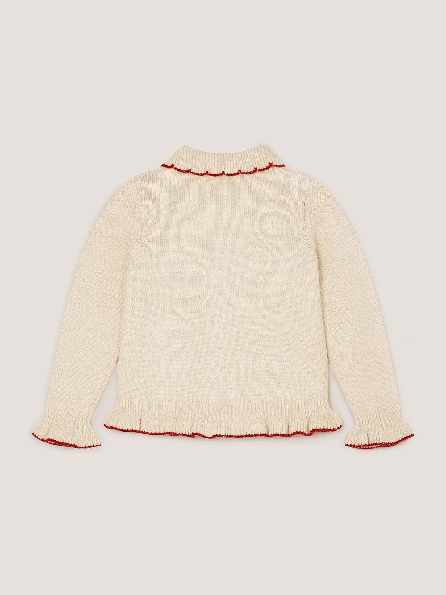 Dsiney Kidz - Monsoon Cream Cherry Embroidered Cable Knit Cardigan image 3