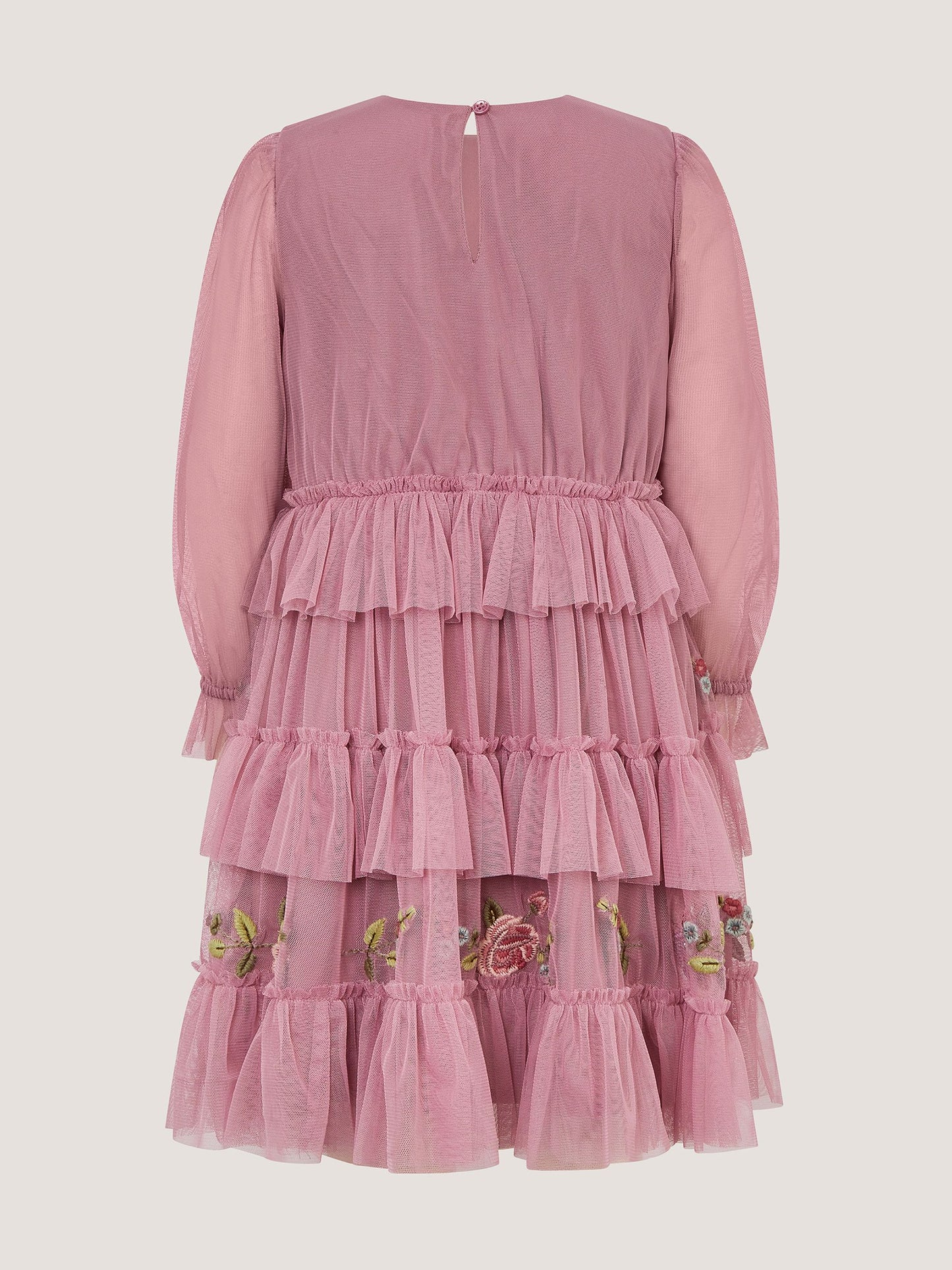 Dsiney Kidz - Monsoon Pink Sequin Embroidered Ruffle Mesh Dress image 3