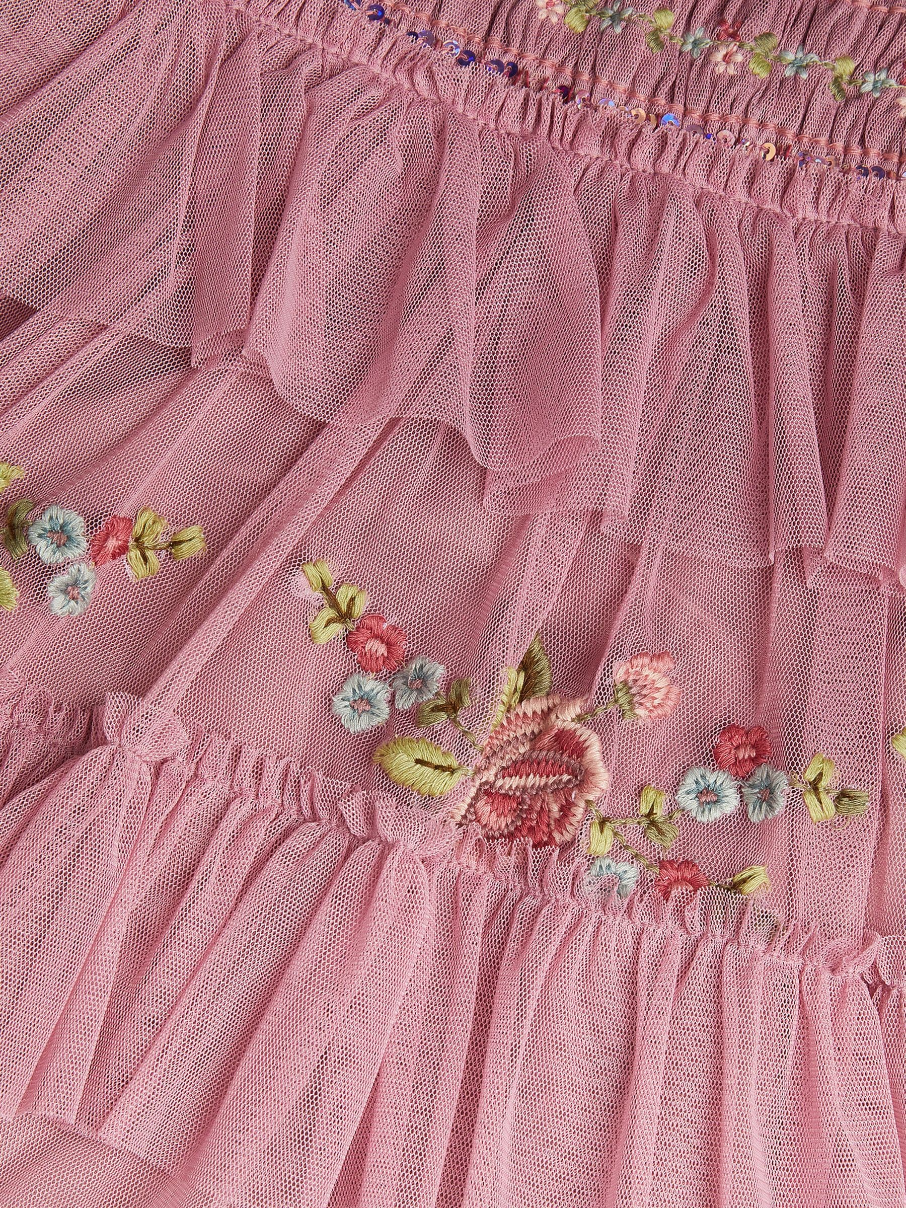 Dsiney Kidz - Monsoon Pink Sequin Embroidered Ruffle Mesh Dress image 4