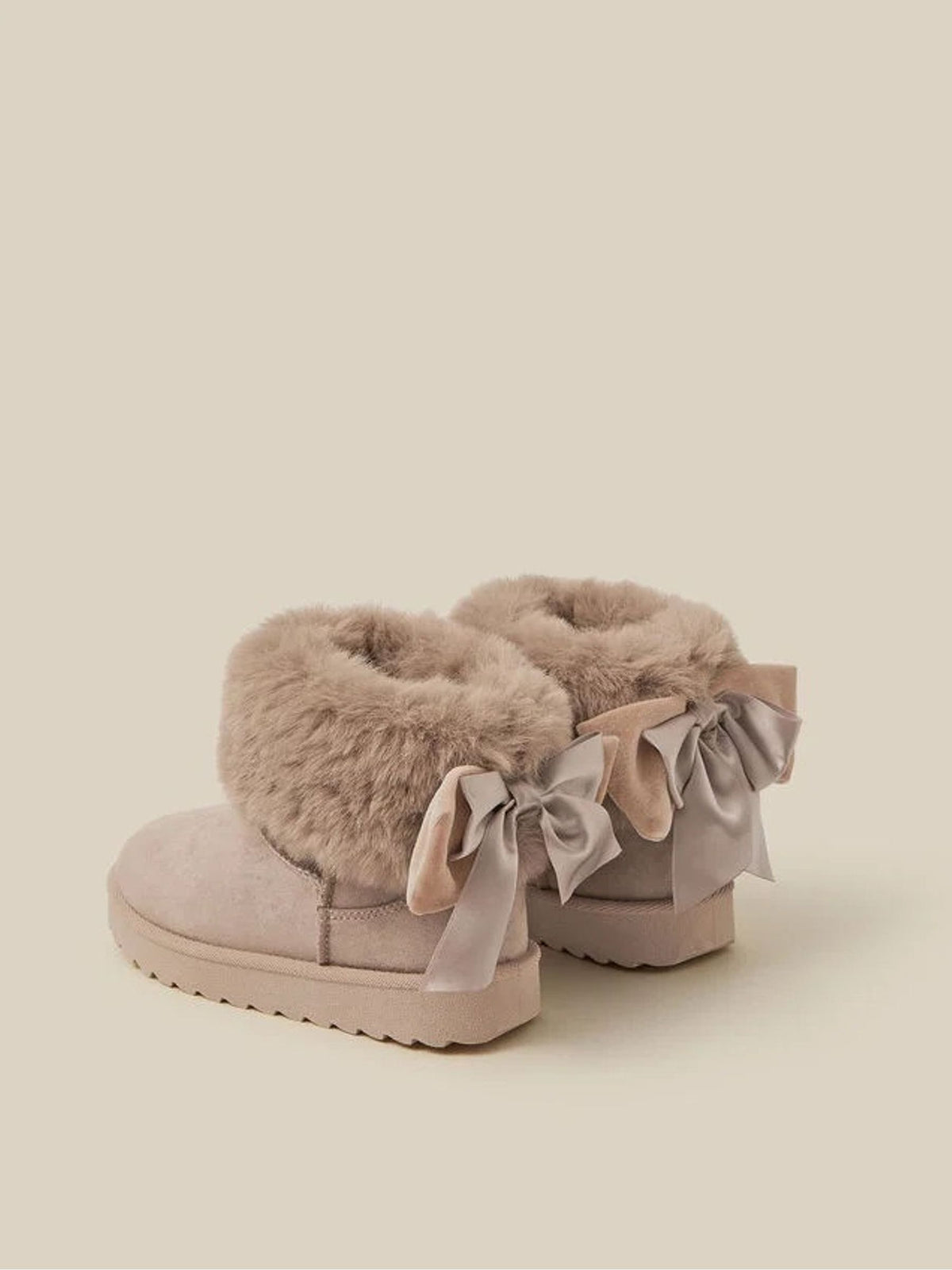 Dsiney Kidz - Monsoon Brown Velvet Bow Fluffy Ankle Boots image 2