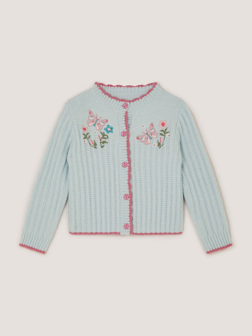 Dsiney Kidz - Monsoon Blue Butterfly Embroidered Knit Cardigan image 1