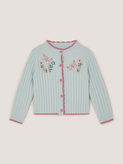 Dsiney Kidz - Monsoon Blue Butterfly Embroidered Knit Cardigan image 1