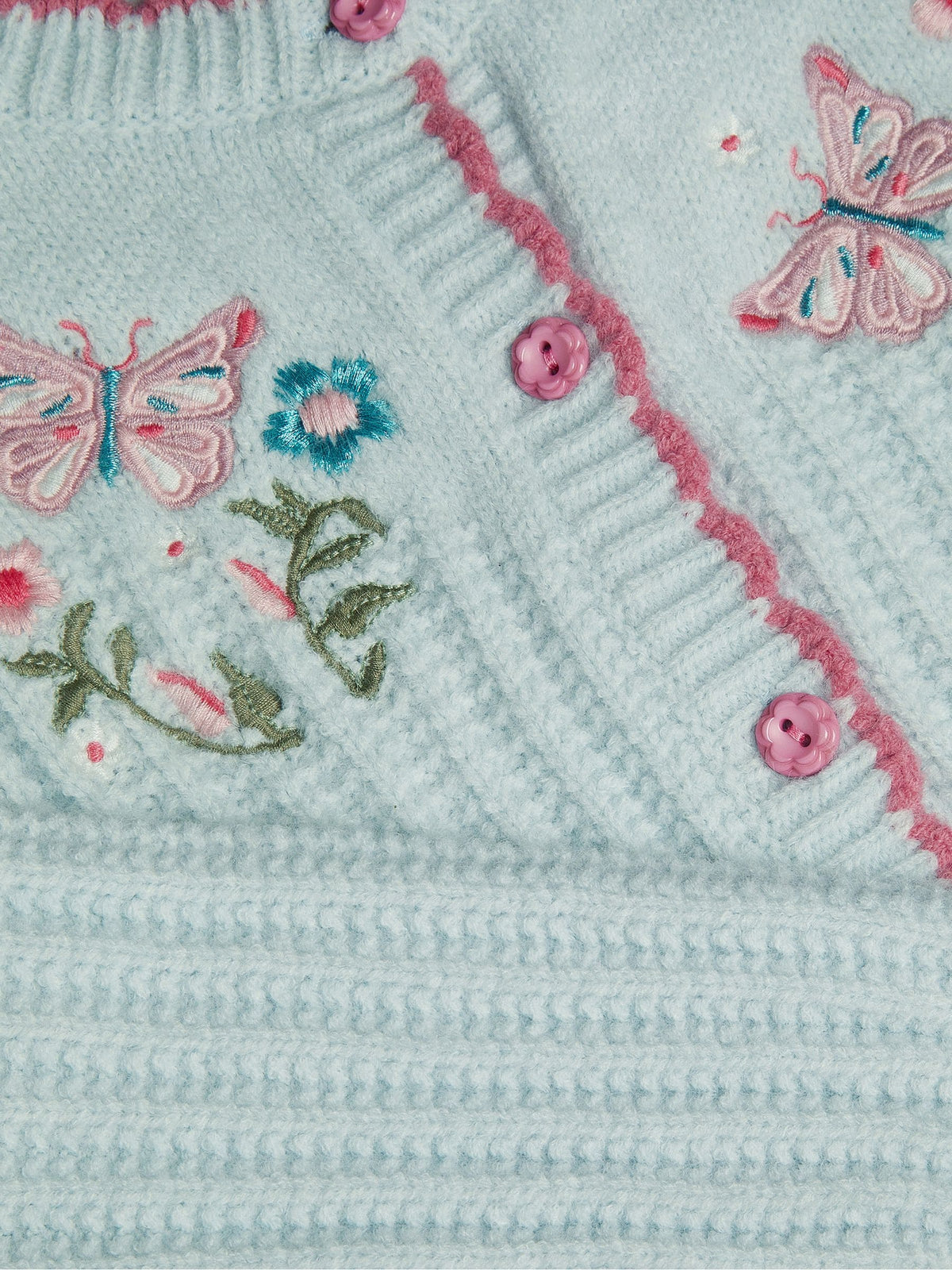 Dsiney Kidz - Monsoon Blue Butterfly Embroidered Knit Cardigan image 3