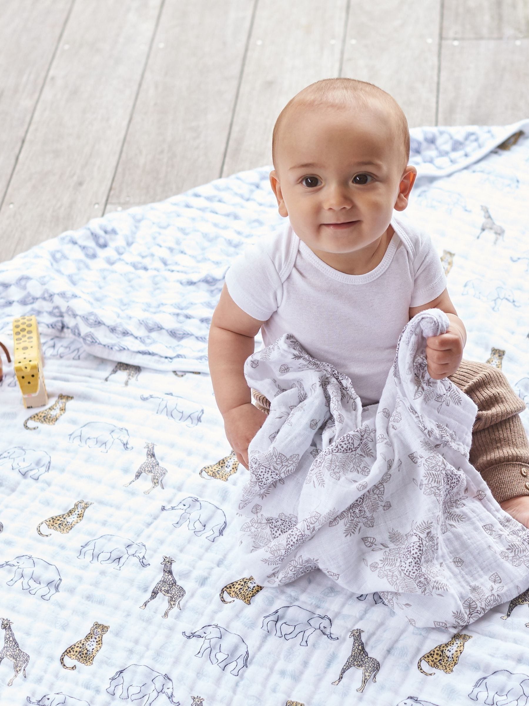 aden + anais White Kids Dream Blanket Jungle 100% Cotton Muslin image 1