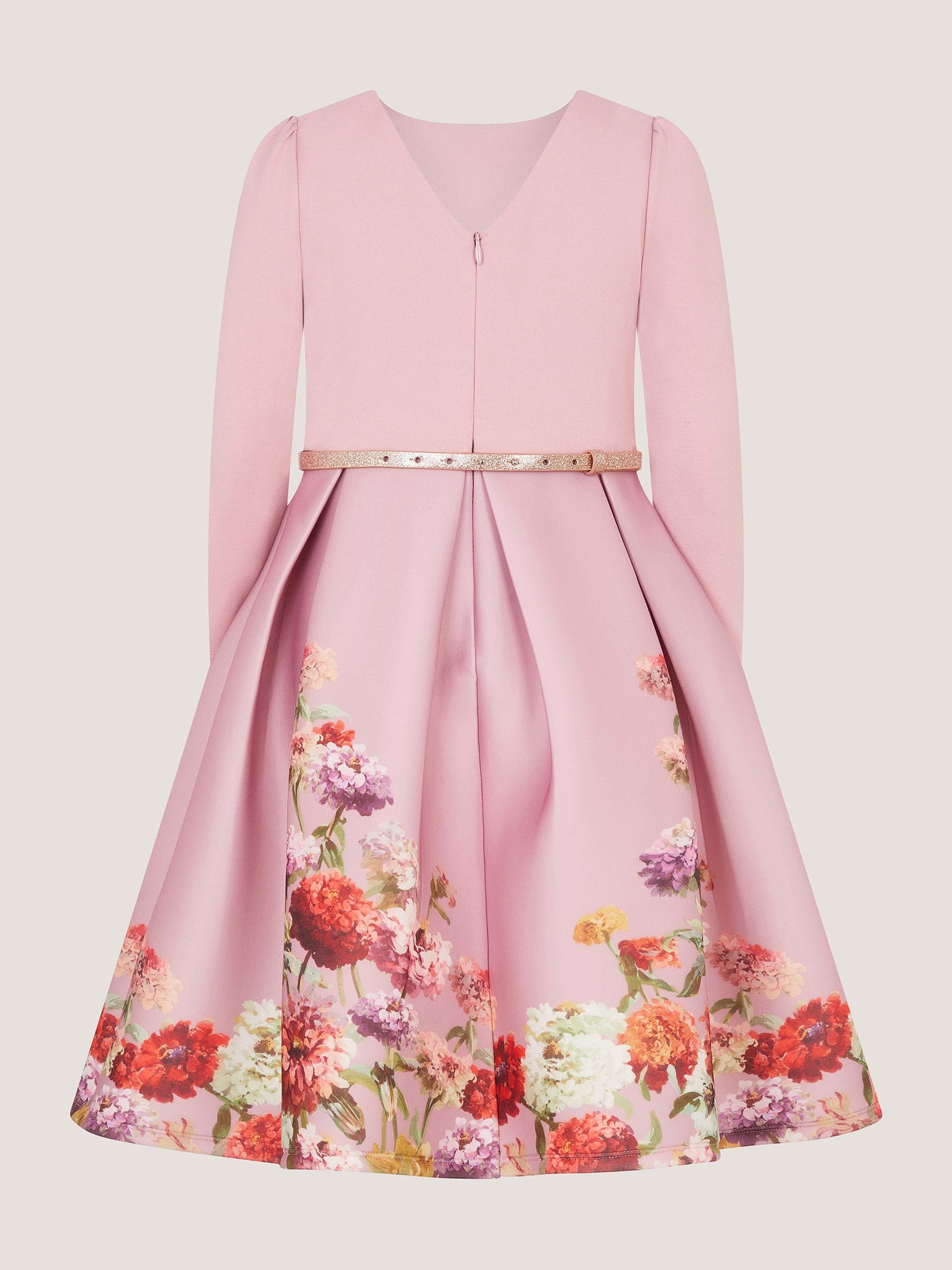 Dsiney Kidz - Monsoon Pink Anoushka Long Sleeve Floral Party Dress image 3