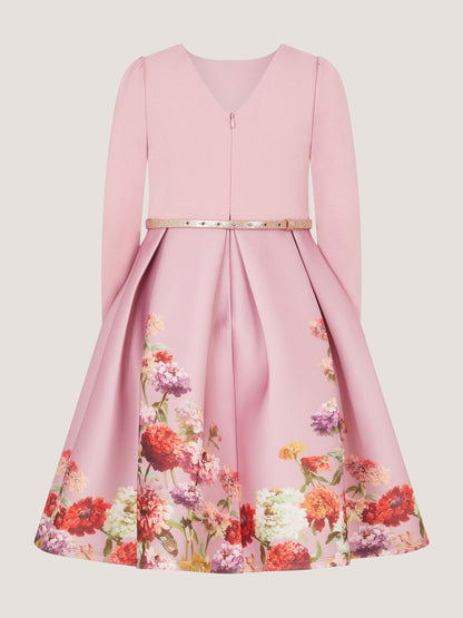 Dsiney Kidz - Monsoon Pink Anoushka Long Sleeve Floral Party Dress image 3