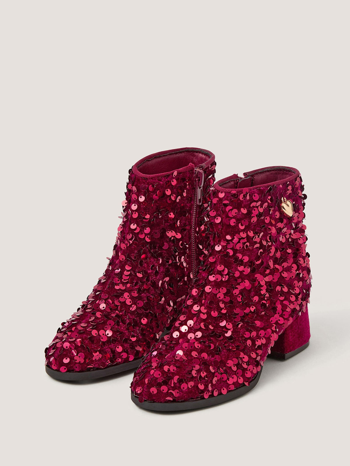 Monsoon Red Sequin Velvet Ankle Boots - image 1