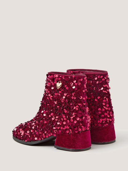 Monsoon Red Sequin Velvet Ankle Boots - image 2