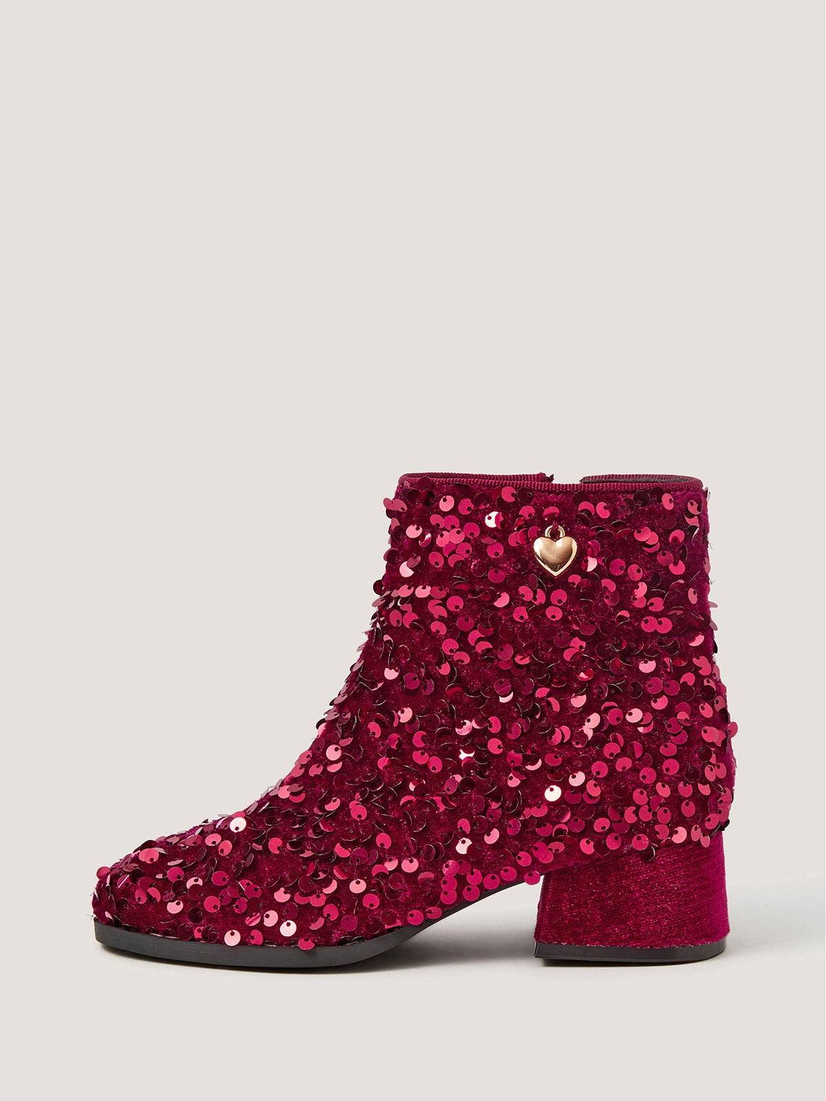 Monsoon Red Sequin Velvet Ankle Boots - image 3