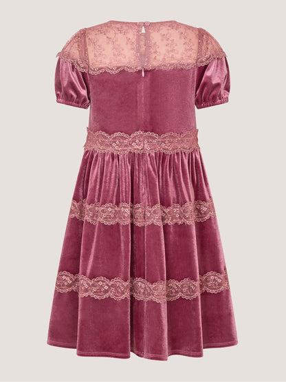 Dsiney Kidz - Monsoon Pink Freda Lace Velvet Party Dress image 3