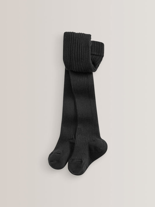 Black Cotton Rich Rib Tights image 1