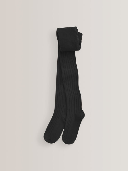 Black Cotton Rich Rib Tights image 3