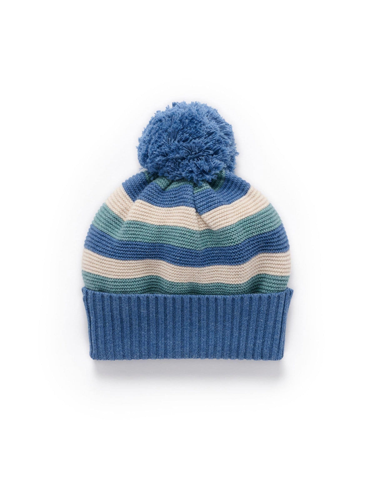 Purebaby Blue Striped Knit Beanie - image 4