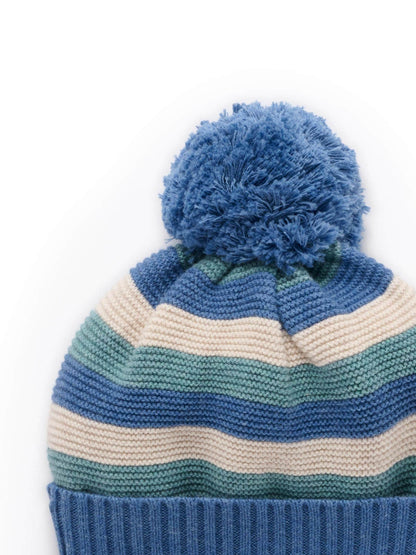 Purebaby Blue Striped Knit Beanie - image 5