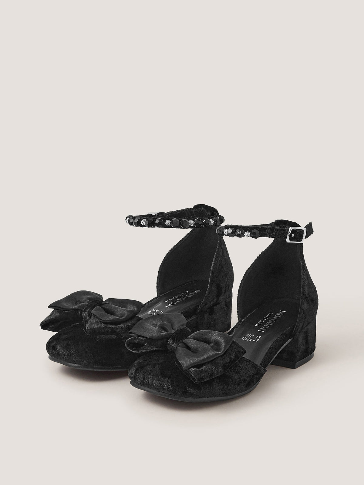 Dsiney Kidz - Monsoon Black Embellished Bow Velvet Two Part Heels image 1