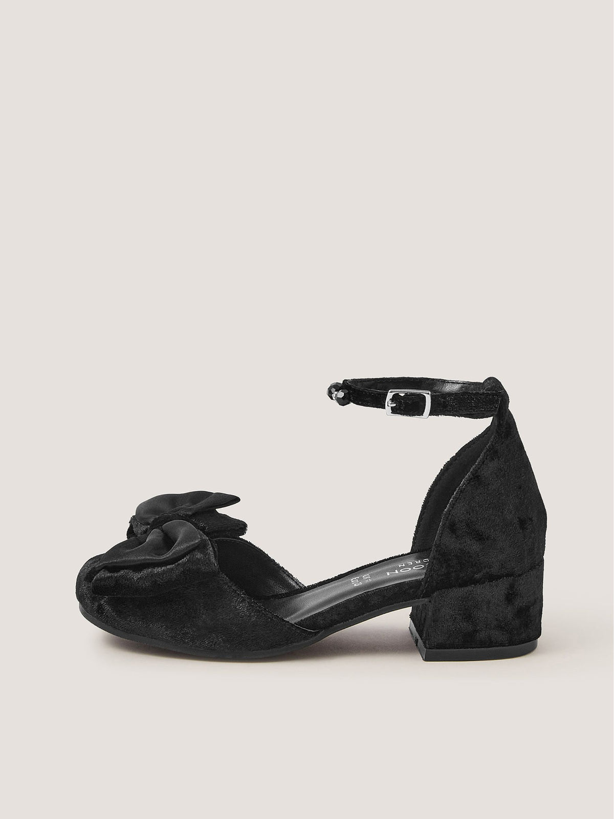 Dsiney Kidz - Monsoon Black Embellished Bow Velvet Two Part Heels image 2