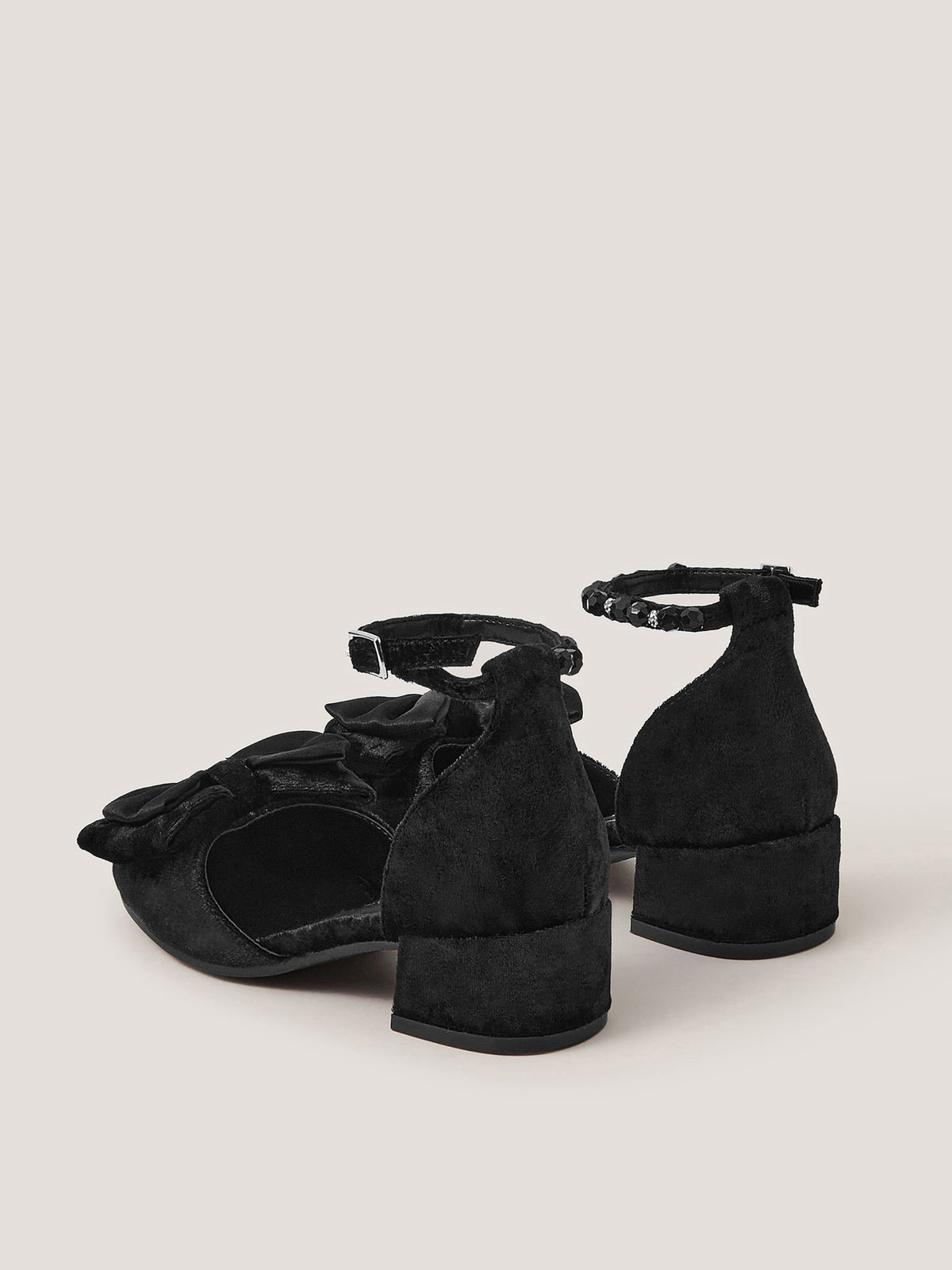 Dsiney Kidz - Monsoon Black Embellished Bow Velvet Two Part Heels image 3