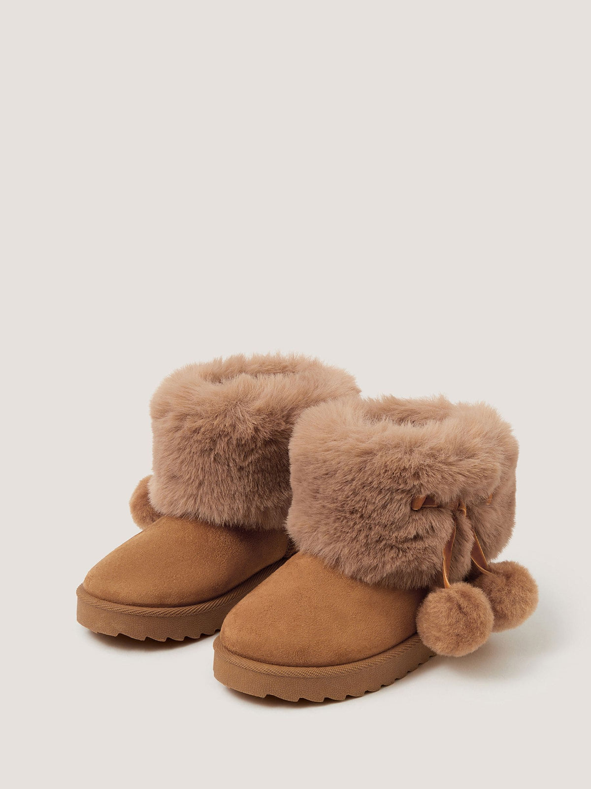 Dsiney Kidz - Monsoon Brown Fluffy Pom Ankle Boots image 1