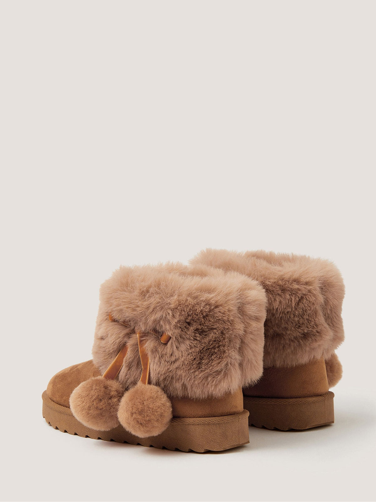 Dsiney Kidz - Monsoon Brown Fluffy Pom Ankle Boots image 2