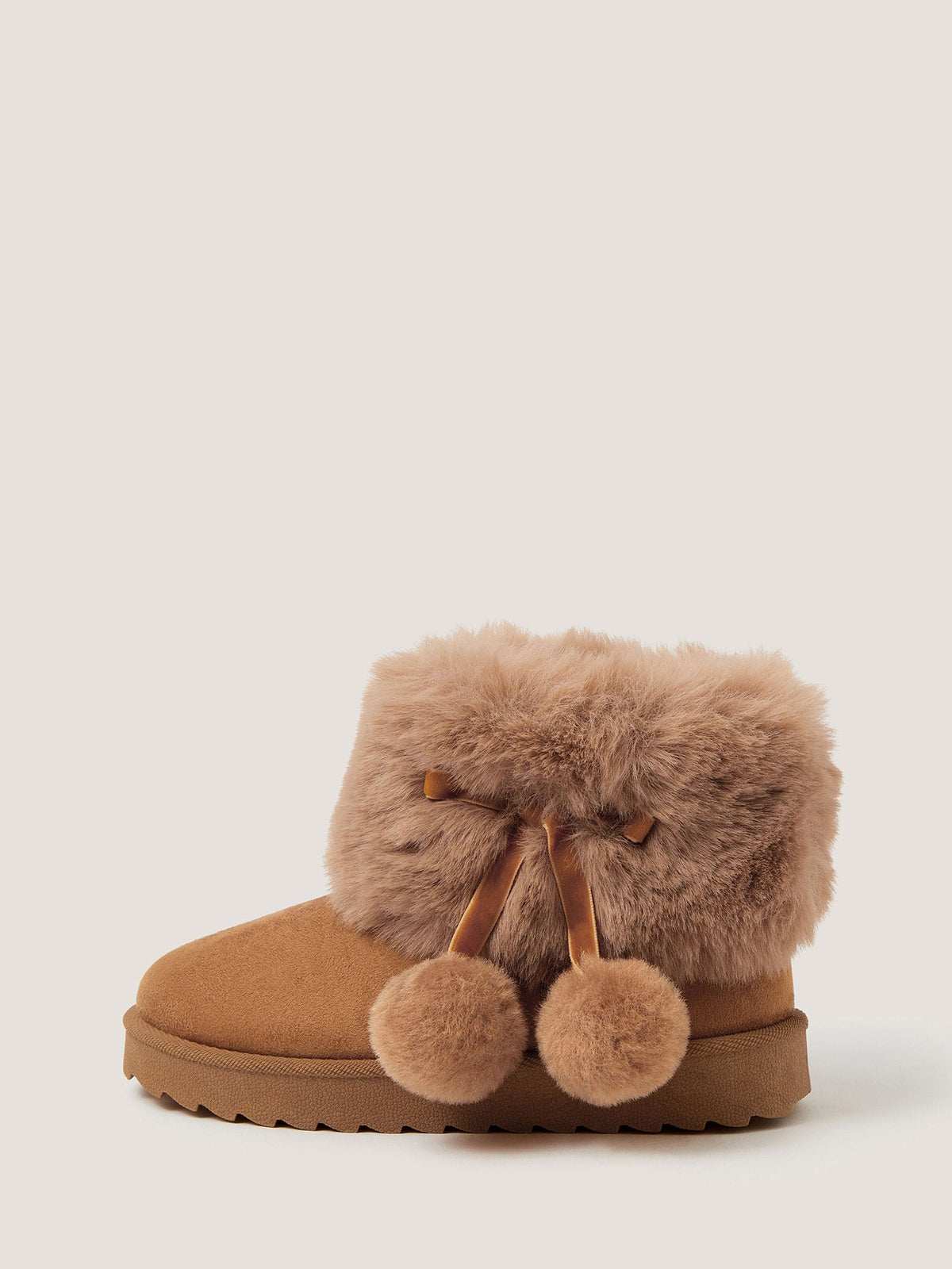 Dsiney Kidz - Monsoon Brown Fluffy Pom Ankle Boots image 3