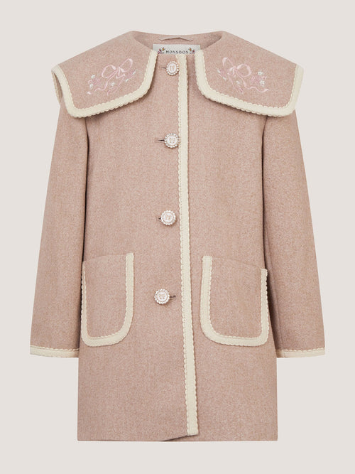 Dsiney Kidz - Monsoon Natural Embroidered Collar Coat image 1
