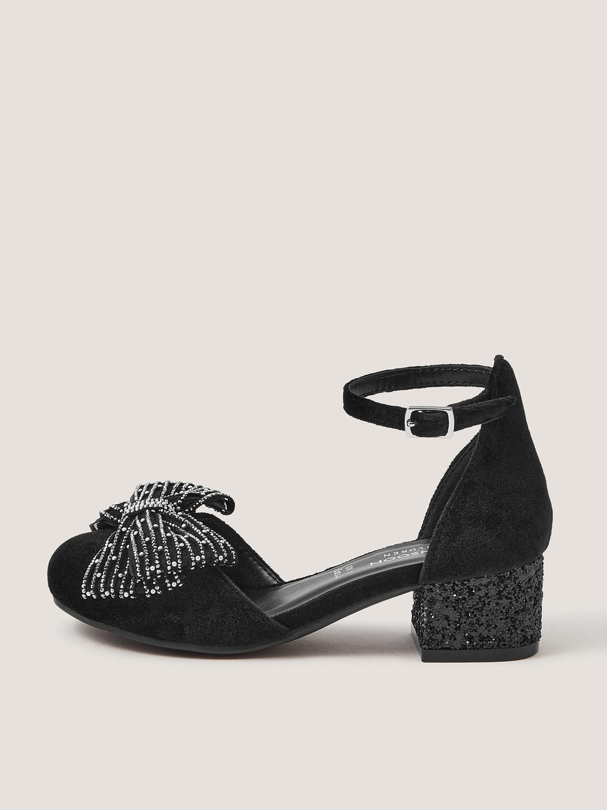 Dsiney Kidz - Monsoon Black Diamanté Bow Velvet Two Part Heels image 2