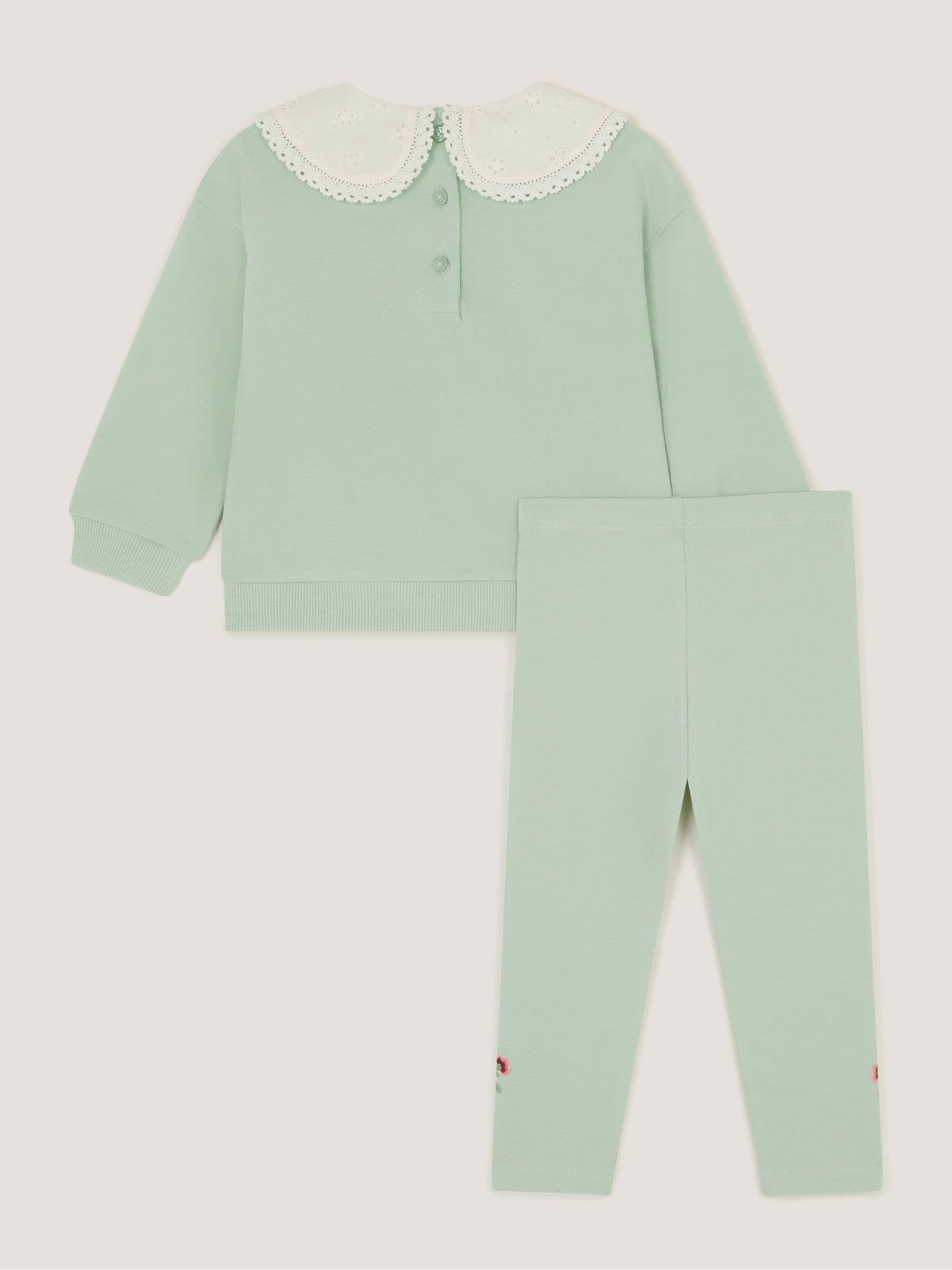 Dsiney Kidz - Monsoon Green Baby Embroidered Bow Sweatshirt & Leggings Set image 3