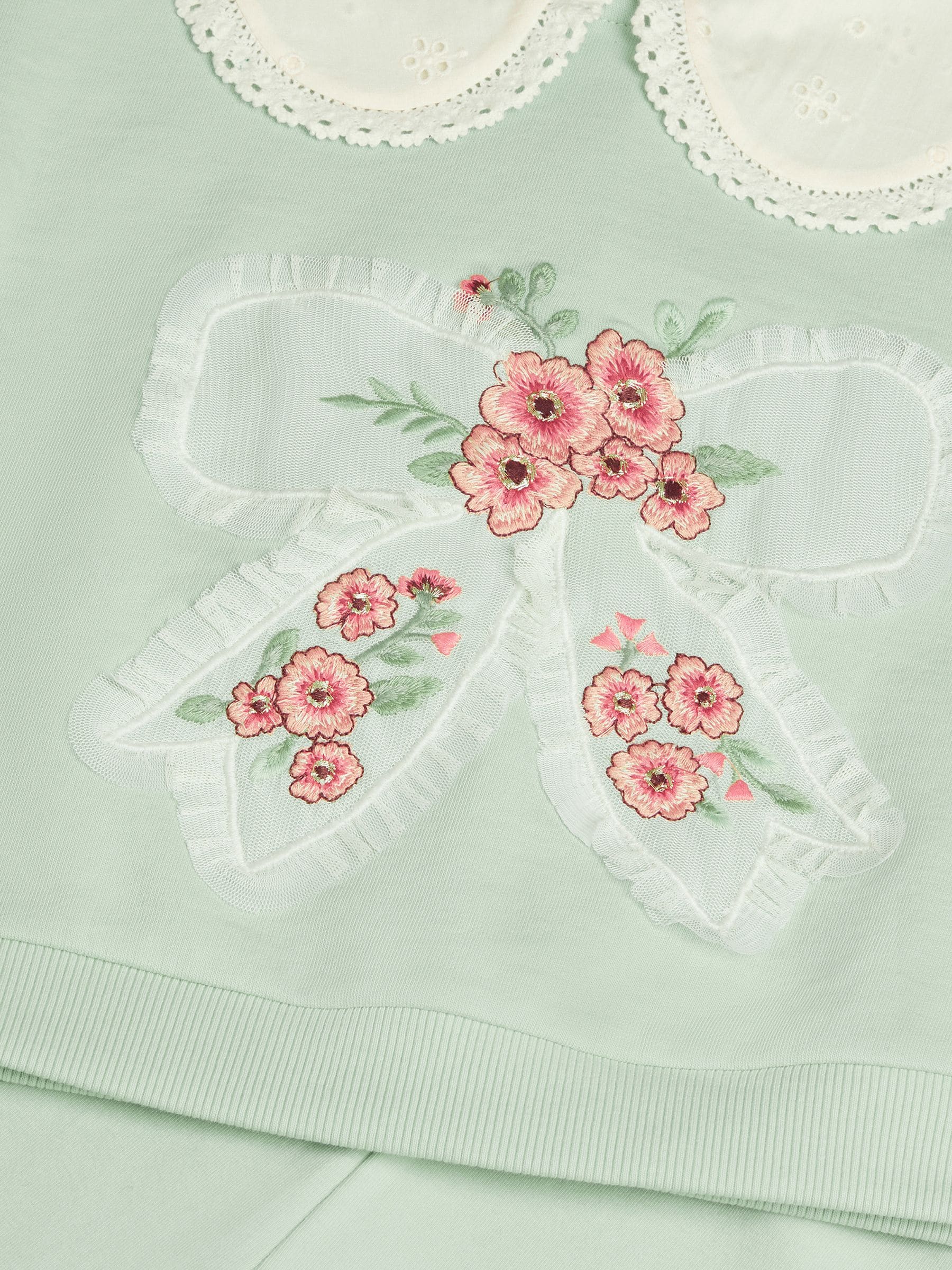 Dsiney Kidz - Monsoon Green Baby Embroidered Bow Sweatshirt & Leggings Set image 4