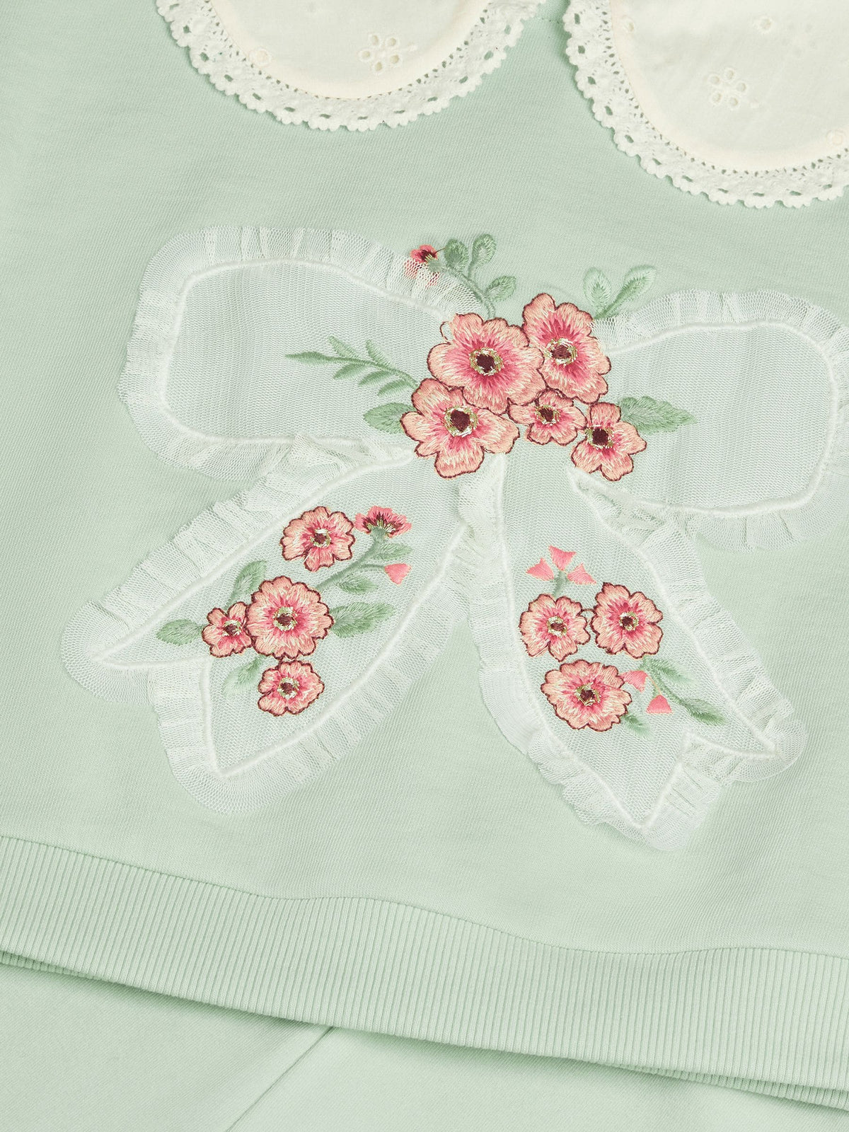 Dsiney Kidz - Monsoon Green Baby Embroidered Bow Sweatshirt & Leggings Set image 4