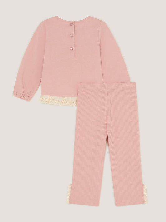 Dsiney Kidz - Monsoon Pink Baby Embroidered Butterfly Top & Leggings Set image 2