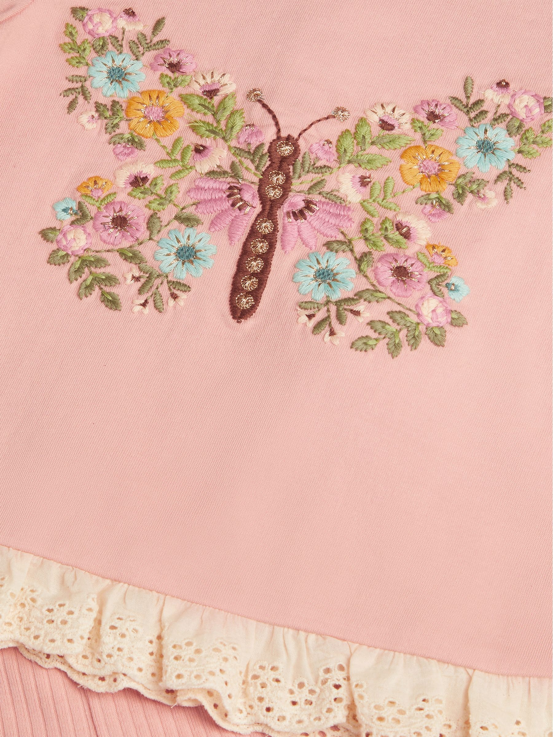 Dsiney Kidz - Monsoon Pink Baby Embroidered Butterfly Top & Leggings Set image 3
